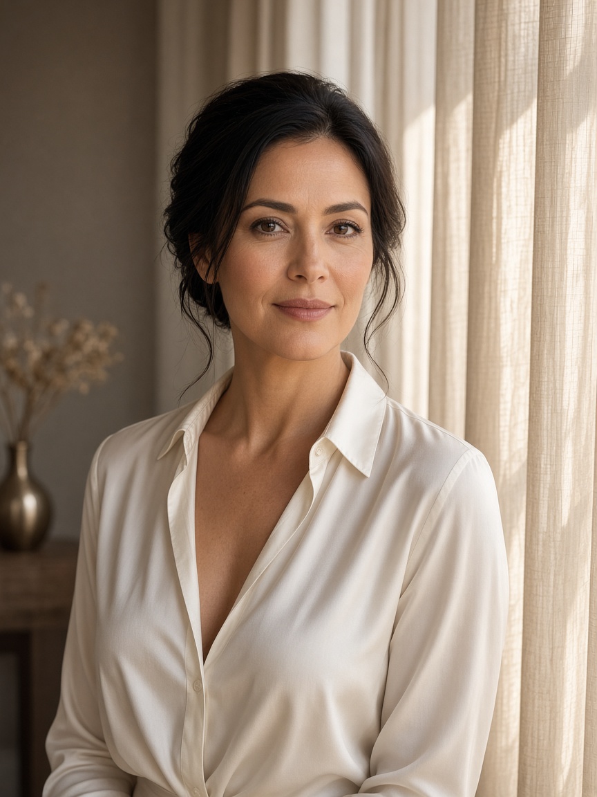 Ashley Shaw, founder and CEO of Beauty Clean, standing in a sunlit home interior.